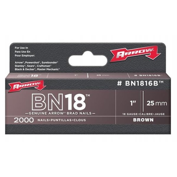 Arrow Fastener Arrow Fastener Co. BN1816BCS 1 in. Brown Nail Brad 2000 Count BN1816BCS